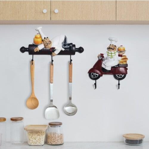 Chef Hook Wall Decoration Ornaments European Cartoon Hotel Restaurant Baking Shop Kitchen Plug Kitchen Utensils Wall Hanging