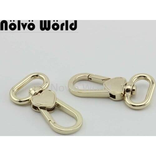 Nolvo World 5-20-100pcs 57.4*21mm light gold metal bag heart buckle chain clasp lobster swivel snap hook buckle