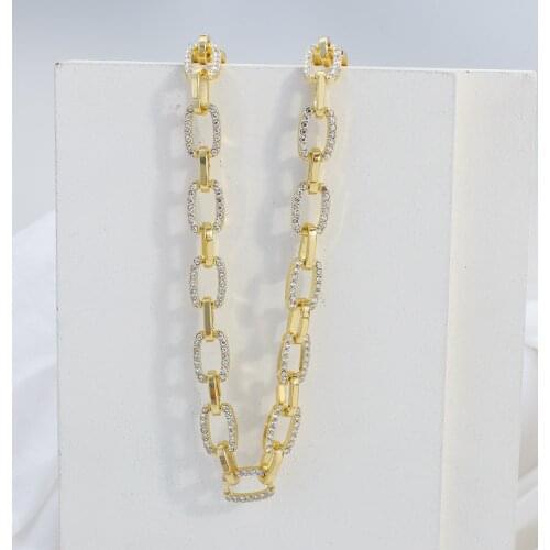 Flashbuy Trendy Metal Rhinestone Thick Chain Necklace for Women Personality Metal Fashion Minimalist Choker Necklace Hot Jewelry