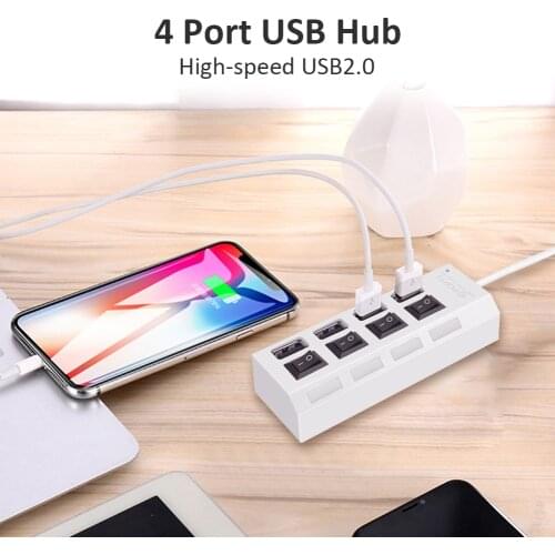 Multi USB Hub Adapter Expander 480Mbps High Speed USB 2.0 Splitter with Switch for Household Computer Accessories
