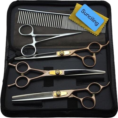 7 Inch SUS 440c Steel Professional Dog Pet Rose Gold Grooming Scissors