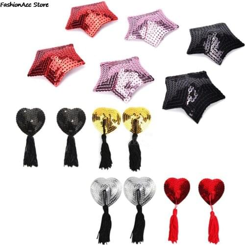1Pair Sexy Pasties Stickers Sex Product Toys Women Lingerie Sequin Tassel Breast Bra Nipple Cover Petals Clothing Accessories