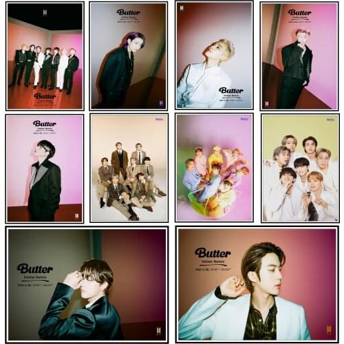 New Korean Boy Band Group KPOP Bangtan Boys Butter Poster 2021 BUTTER 8TH Anniversary FESTA Painting Wall Decor Wall Art Picture