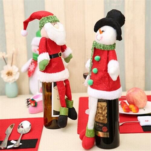 2019 New Christmas Wine Bottle Cover Table Party Decor Hat Santa Xmas Ornament Wine Bottle Covers