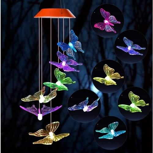 New Wind Chime,Solar Lights Chimes,Butterfly Wind Chimes Led/Solar Wind Chime Outdoor Decor,Yard Decorations Solar Light Mobile