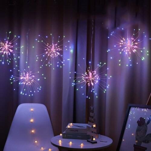 120LED Firework Lights Copper Wire Starburst String Lights With Remote Christmas Fairy Lights Decor Bedroom Patio Wedding Party