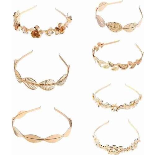 Western Fashion Retro Hair Bands For Women Wedding Hair Girls Leaf Bride Pearl Metal Butterfly Accessories Gold Headba