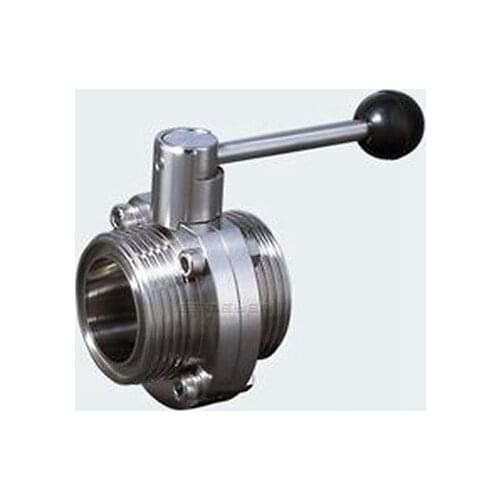 1.78" 45mm 304 Stainless Steel Sanitary T-Type Thread Union Connection Butterfly Valve Brew Beer Dairy Product