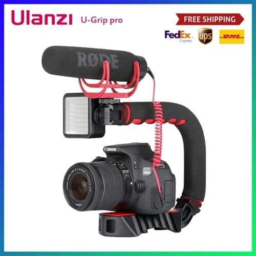 Ulanzi U-Grip Pro Triple Shoe Mount Video Stabilizer Handle Video Grip Camera Phone Video Rig Kit for Nikon Canon iPhone X 8 7
