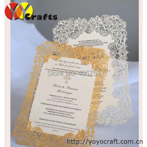 INC34 Rose Laser Cut Wedding Invitation Cards Wedding Menu