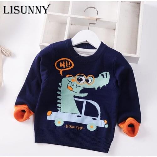 Boys Sweater 2021 Autumn Winter New Baby Jumper Cartoon Dinosaur COTTON Children Sweaters Toddler Pullover Kids Clothes 1-7y