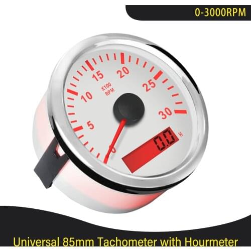 85mm 3000RPM Tachometer with Hourmeter Truck Car Boat Diesel Engine Tacho Meter Sensor Gauge REV Counter With Backlight M16 M18