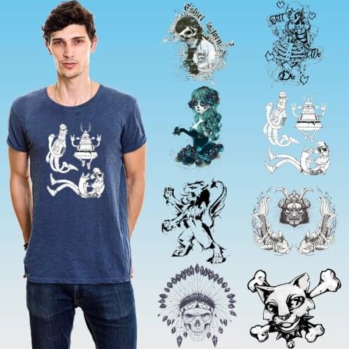 Skull Heat Transfer PVC Patch Iron on patches Ironing stickers Patches for clothing Patches for Clothing DIY T-shirt