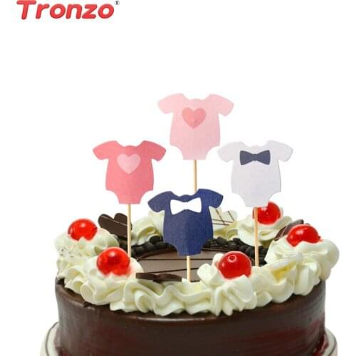 Tronzo New Lovely Baby Dress Cupcake Toppers 10pcs/set Kawaii Cake Topper Baby Shower Birthday Party Decorations Kids