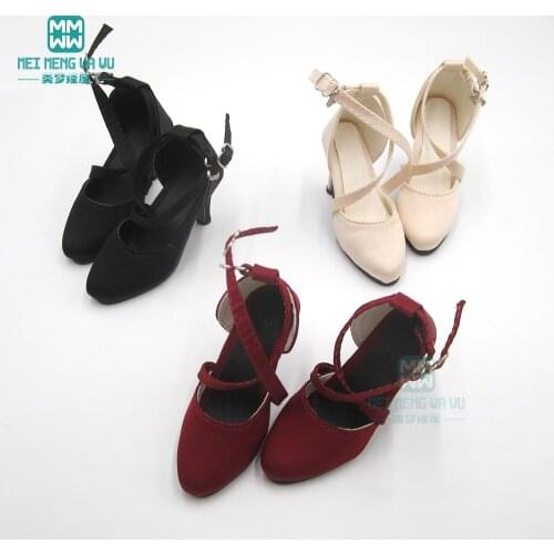 9cm Shoes for doll fits 1/3 BJD SD10 SD13 doll accessories girl fashion pointed high heels red, black, beige