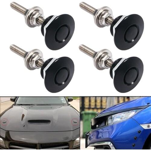 4pcs Universal Aluminum Black Push Button Billet Quick Release Car Front Bumper Hood Pin Engine Bonnet Lock Latch Clip Body Kit