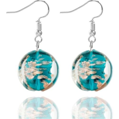 Yingwu Promot Handmade Womens Romantic Elegant Classic Dangle Gold Sand Lampwork Murano Glass Earrings HOT