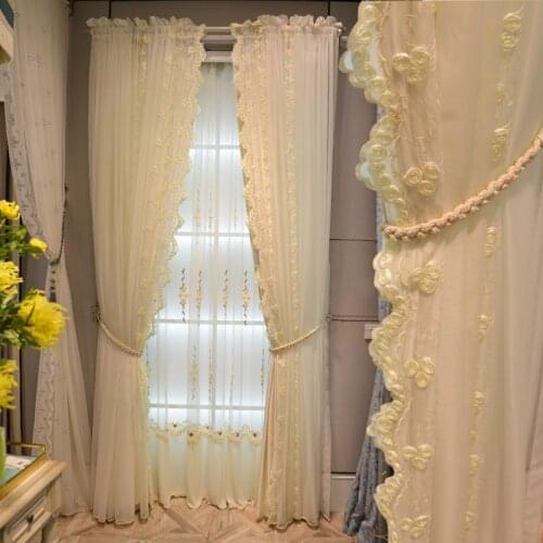 Curtains for Living Room French Modern Minimalist Light Luxury 2021 New European Girl Princess Style Curtain Dining Room Bedroom
