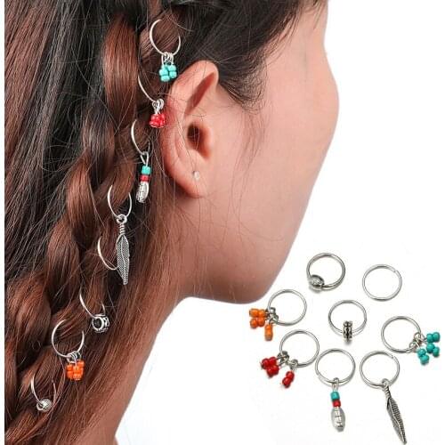 Bohemian Colorful Hair Clips for Women Leaf Geometric Pendant Small Circle Hairpins Gypsy Turkish Tribal Hair Accessories