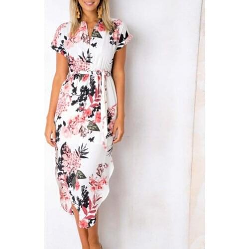 2021 Fashion Geometry Long Floral Dress Women Sundresses Boho Summer Dress Plus Size V Neck Flower Ladies Striped Party Robe