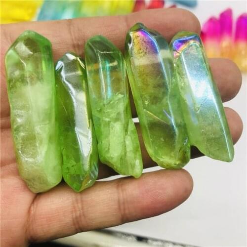 100g Electroplated Red Titanium Rainbow Aura Lemurian Quartz Crystal Point Healing Stones Decor Natural Quartz Crystals