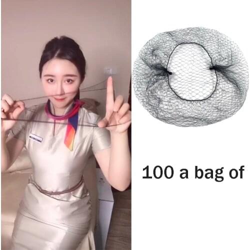 100Pcs Invisible Hair Net Ultra Thin Wig Hair Net Fixed Hair Net Magic Device Female Flight Attendant Dance Nurse Invisible Net