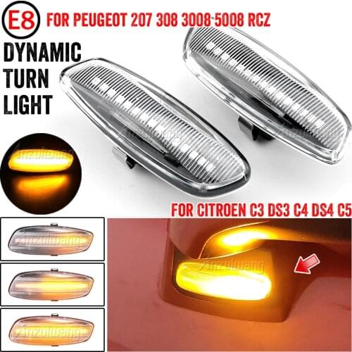 2X Dynamic LED Side Marker Light Signal Blinker for Peugeot 207 308 3008 5008 RCZ Sequential Turn Signal Indicator Light