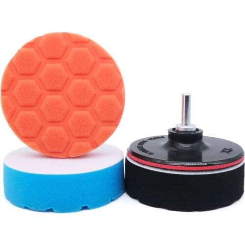 4 Inch Car Polishing Disc Wheel Foam Sponge Buffing Pads Kit Waxing Cleaning Disc Car Polisher Machine Drill Adapter