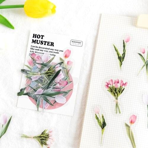 40pcs Hot Muster Stickers Set Tulip Daisy Rose Flower Bear Angel Post Note Sticker DIY Decoration Adhesive Diary Gift A6184