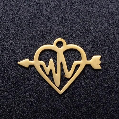 5pcs/lot Love Arrow Piercing the Heart Stainless Steel DIY Charms Wholesale High Polished Jewelry Finding Supplies Factory Sale