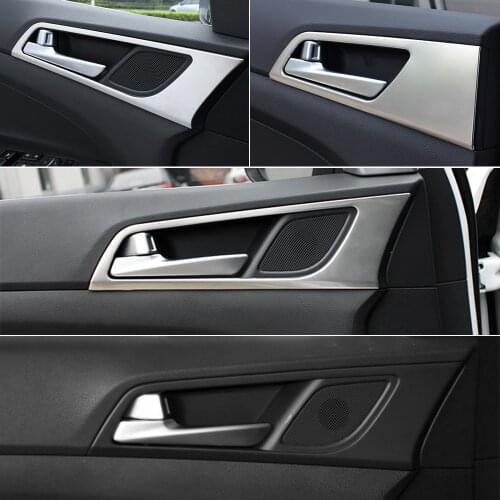 Car styling Door Handle Bowl Cover Covers Interior Decoration Stainless Steel Trim For Hyundai Tucson 3th 2015-2018 Accessories