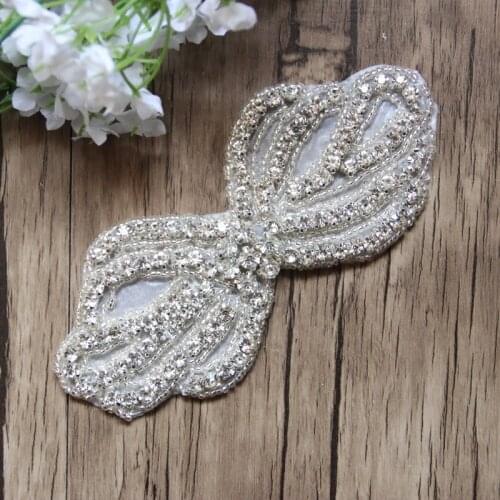 Free Shipping Wholesale 40 pcs/lot 5'' Rhinestone Applique for Wedding Gown Bridal Sash Evening Wear LSAP028