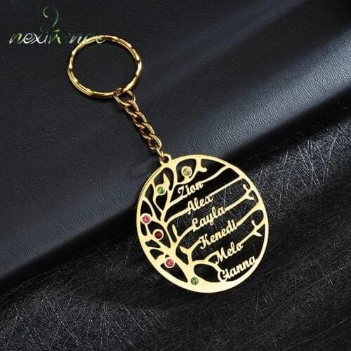 Nextvance Family Customized Keychain Stainless Steel Creativity Personalized Birthstone Nameplate Friend Keychain Jewelry Gift