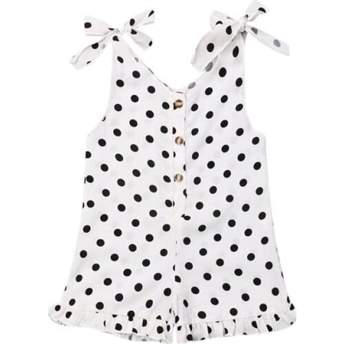 2019 Baby Girls Romper Toddler Kids Jumpsuit Summer Clothes Sleeveless Polka Dot Romper Suspender Jumpsuits Outfit Clothing