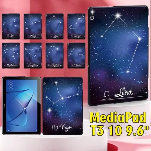 For Huawei MediaPad T3 10 9.6 Inch High-quality Anti-Fall 12 Constellation Series Tablet Hard Shell Back Cover + Free Stylus