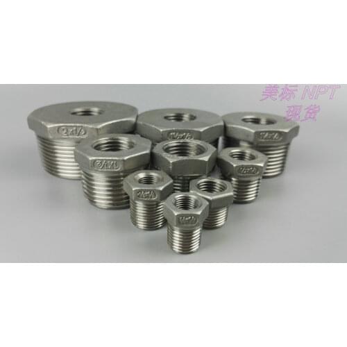 5PCS 1/4" 3/8" 1/2" 3/4" 1" 1.25"Male NPTx 1/8" 1/4" 3/8" 1/2"3/4" 1"Female NPT 304 Stainless Steel Reducer Bushing Pipe Fitting