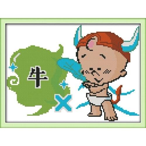 Chinese zodiac(2)(cattle) cross stitch kit 14ct 11ct count print canvas stitches embroidery DIY handmade needlework plus