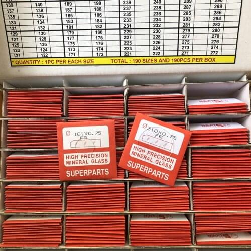 Watch accessories 0.75mm thickness flat glass mirror set 161-310mm in total 190