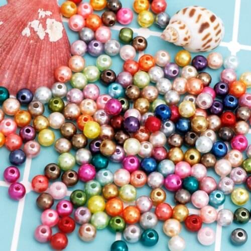 6mm/Mix Size 20g About 200pc Round Imitation ABS Pearl Beads Hole Pearl Beads Jewelry making Craft Decoration DIY Sewing Craft