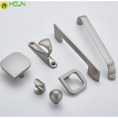 Metal Zinc Door Pull Furniure Drawer Handle Knob Nickle Silver Cupboard Kitchen Wardrobe Closet Dresser Cabinet Hardre For House
