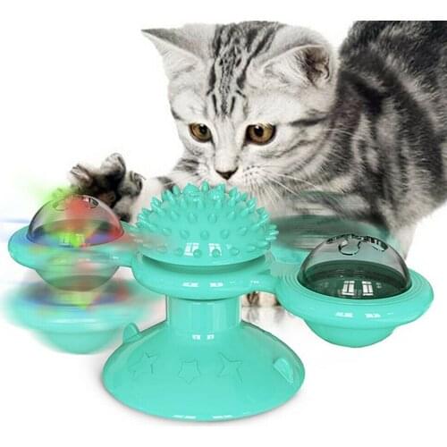 Multifunction Cat Scratcher Toys Spinning Windmill Turntable Cat Toys Scratching Itching Device Grinding Tooth Glowing Toy