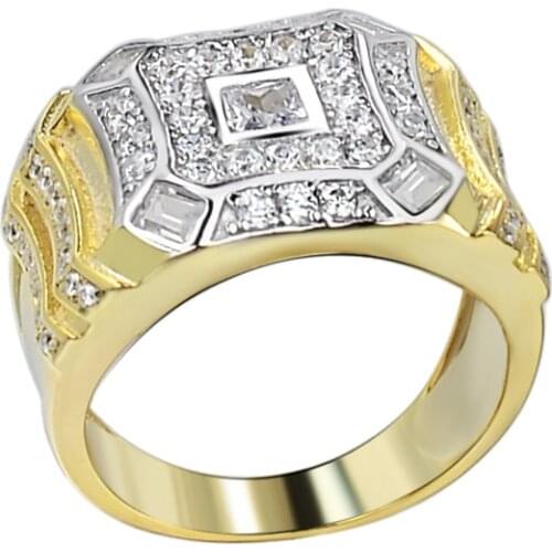 OTIYS925 Iced Out Cubic Zirconia Cuban Ring Men Women Prong 14k 18k Solid Gold Plated Cuban Ring CZ Diamonds Ring men ring