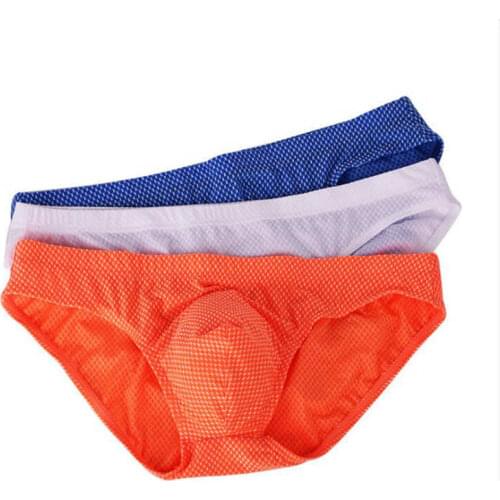 3 Pcs/Lot Mens Underwear Penis Pouch Briefs Breathable Plaid Mens Panties Sexy Low Waist Underpants Triangle Briefs Wholesale