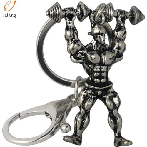 Strong Man Dumbbell Keychain Men Fitness Bodybuilding Key Chains For Car Wallet Keys Ring Sports Men Hip Hop Jewelry Gym Gifts