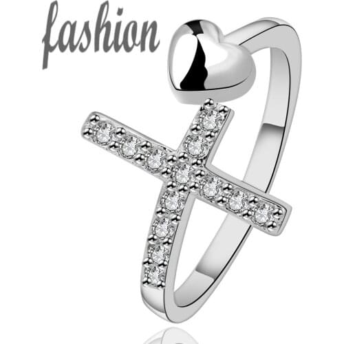 NEW Fashion Hot Wholesale silver plated Ring,Fashion Jewelry Ring For Lady Simple individuality X shape Heart shape