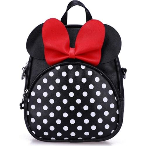 Disney new shoulder cartoon backpack kindergarten wave point Mickey mouse girls snacks parent-child bag