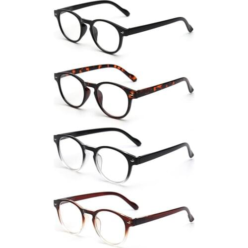 JM 4pcs/set Spring Hinge Women Men Reading Glasses Round Magnifier Diopter Presbyopic Glasses
