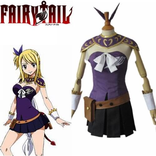 Anime Fairy Tail Lucy Heartfilia Cosplay Costume Purple Version Lucy Cosplay Dress Full Set