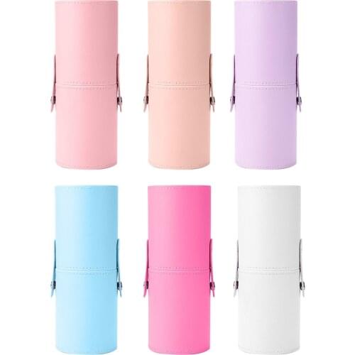 Dustproof PU Leather Makeup Brush Storage Box Cosmetic Holder Make Up Pen Tube Container Table Organizer Travel Case