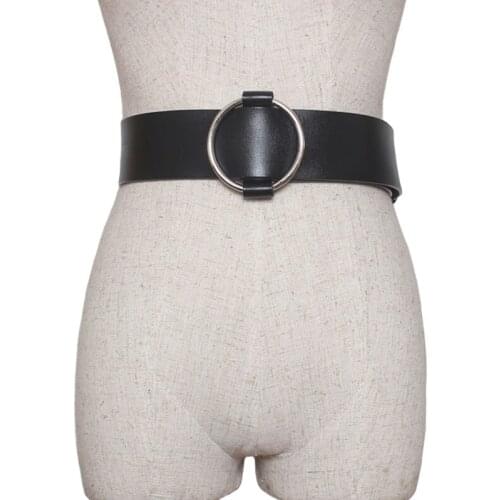 New tide Sale promotion Fashion Women Belt Cowhide Genuine Leather Belt For Women Strap Alloy Pin Buckle metal Ring accessories